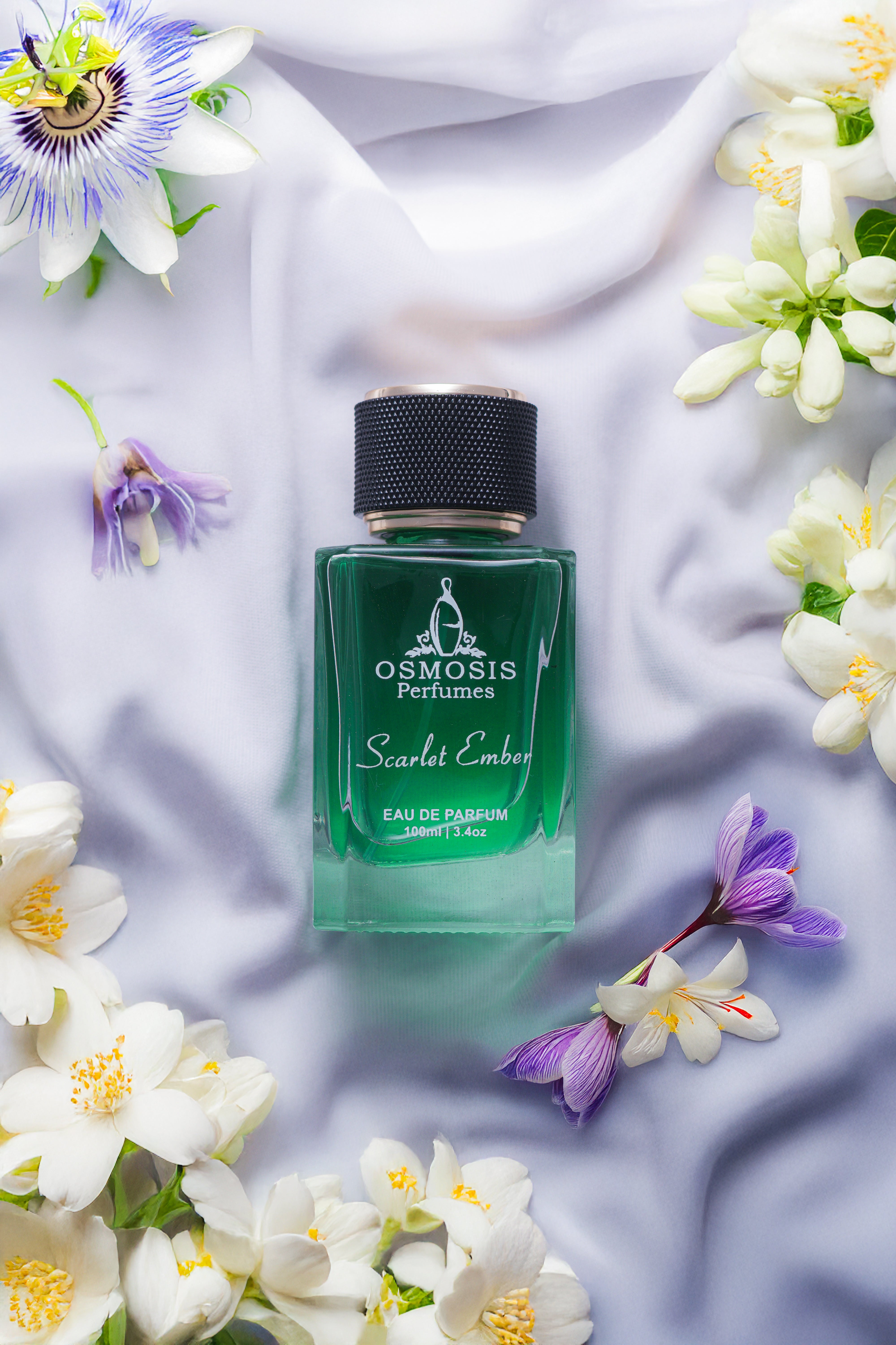 "Scarlet Ember Perfume by Osmosis – A warm and musky fragrance with floral undertones, perfect for winter evenings."

