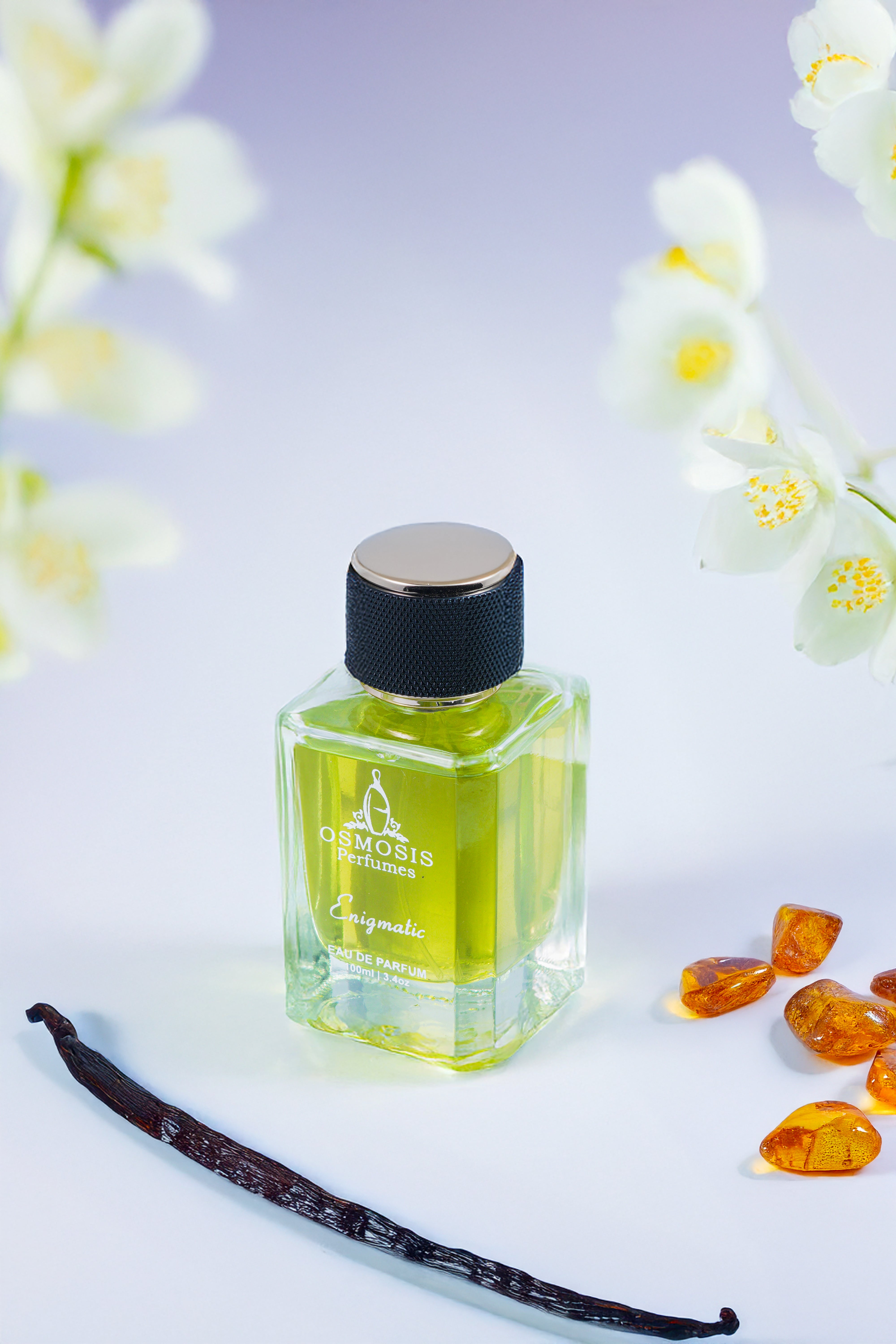 "Enigmatic Bloom Perfume by Osmosis – A mysterious and refreshing citrus floral fragrance with a hint of intrigue."

