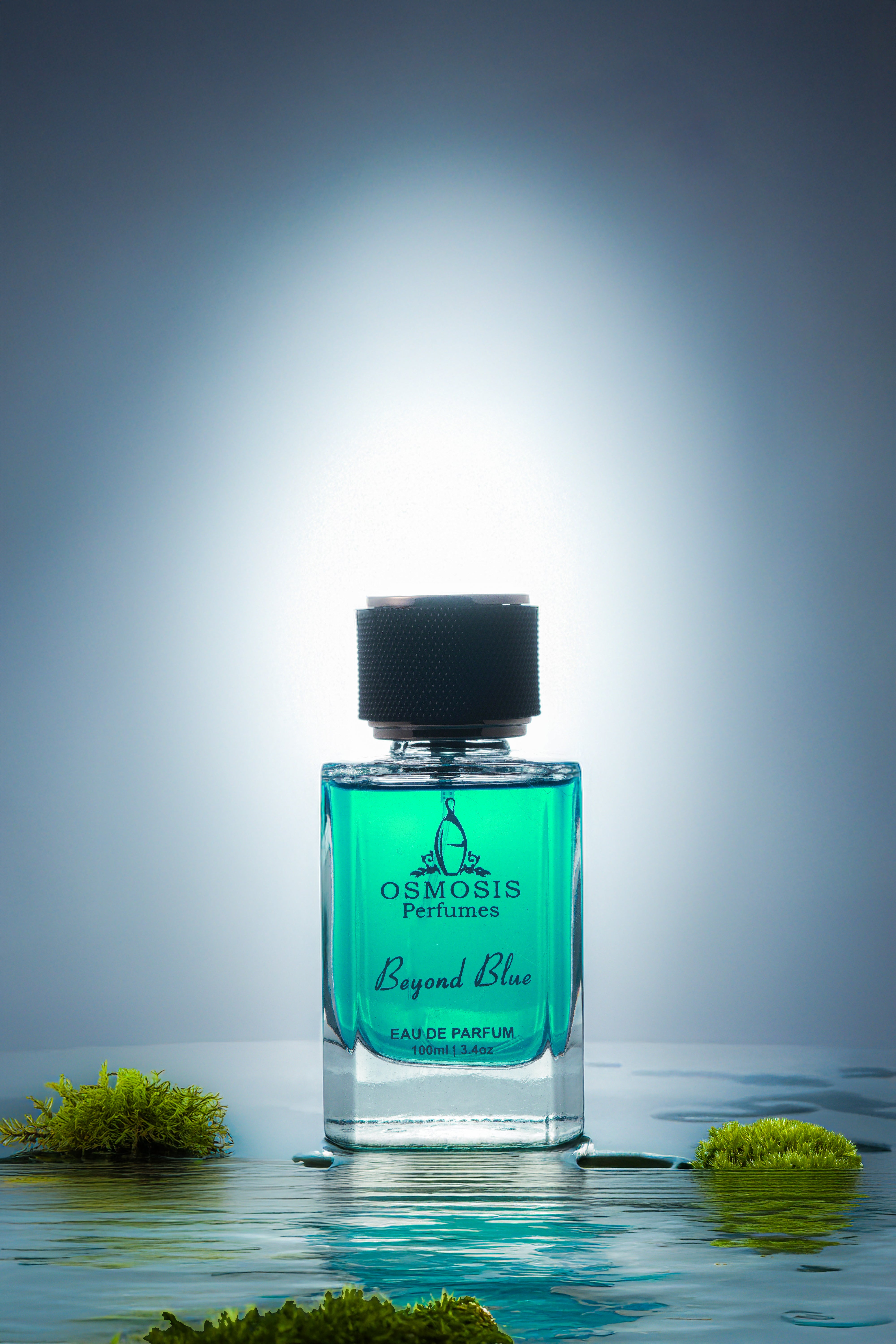 "Beyond Blue Perfume by Osmosis – A fresh and invigorating aquatic fragrance inspired by the ocean breeze."